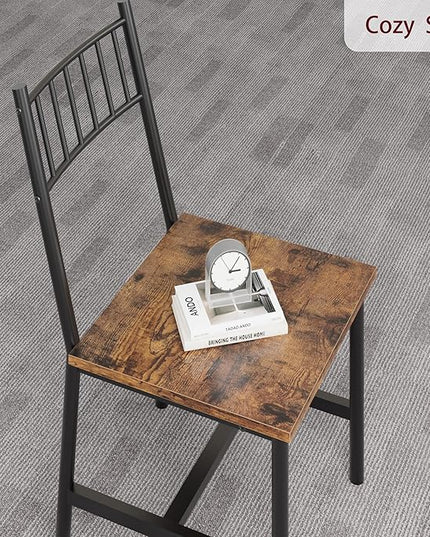 Dining Table Set for 4, Kitchen Table Chairs for 4 with Wine Rack, Dining Room Table Set with Sturdy Bench, Rectangular Kitchen Table Set for Small Space, Apartment, Studio, Rustic Brown - LeafyLoom