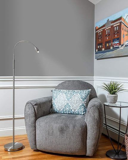 402071-15, FOCUS Adjustable Beam LED Floor Lamp,Metal, Nickel - LeafyLoom
