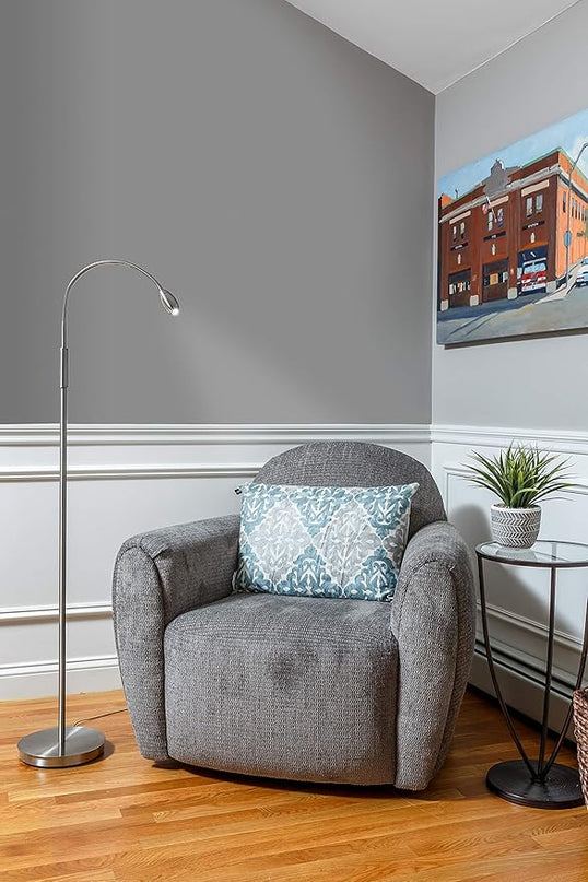 402071-15, FOCUS Adjustable Beam LED Floor Lamp,Metal, Nickel - LeafyLoom