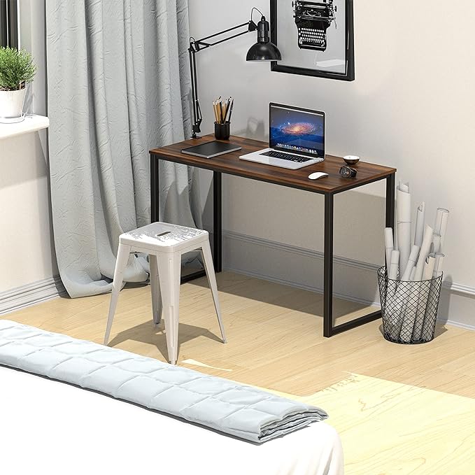 SHW Home Office 32-Inch Computer Desk, Walnut - LeafyLoom