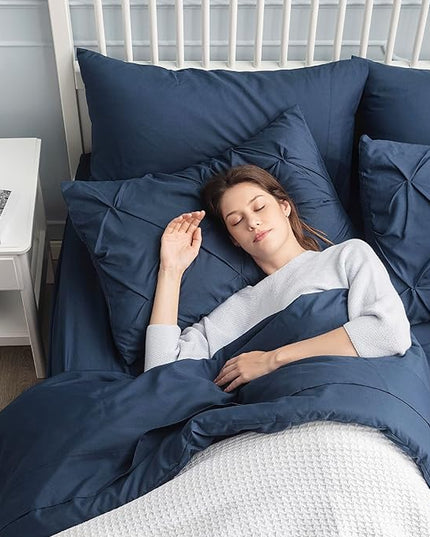 Bedsure Full Size Comforter Sets - Bedding Sets Full 7 Pieces, Bed in a Bag Navy Blue Bed Sets with Comforter, Sheets, Pillowcases & Shams, Adult & Kids Bedding - LeafyLoom
