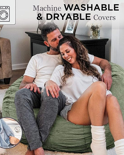 CordaRoy's Chenille Bean Bag Chair, Convertible Chair Folds from Bean Bag to Lounger, As Seen on Shark Tank, Moss - King Size - LeafyLoom