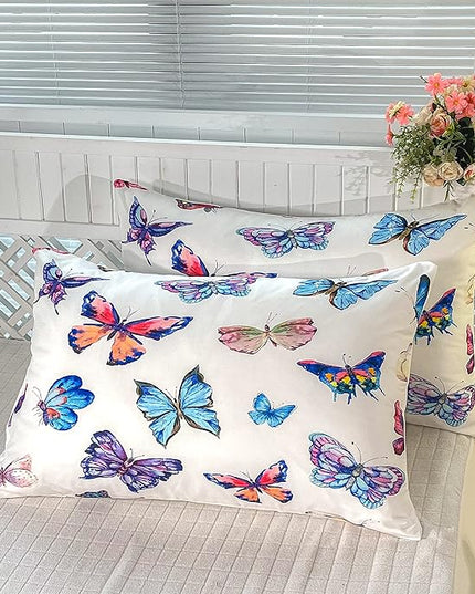 CVHOUSE Butterfly Bedding Set,Butterfly Comforter Twin,Butterfly Comforter Set for Girls Kids Teens,Butterflies Quilt Set with 1 Comforter and 2 Pillow Cases - LeafyLoom