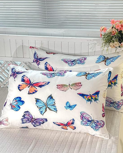 CVHOUSE Bedding Set, Full Size, Butterfly Design for Girls Kids Teens, 3Pcs Including Comforter and 2 Pillowcases - LeafyLoom
