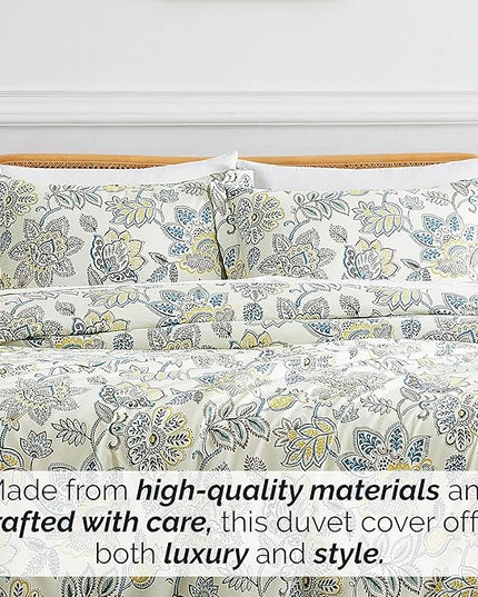 Southshore Fine Living, Inc. Wanderlust Oversized Twin Comforter Set, Down Alternative Boho Bedspread, Victorian Print Comforter, Twin or Twin XL Comforter with Matching Sham, Cream Floral Print - LeafyLoom