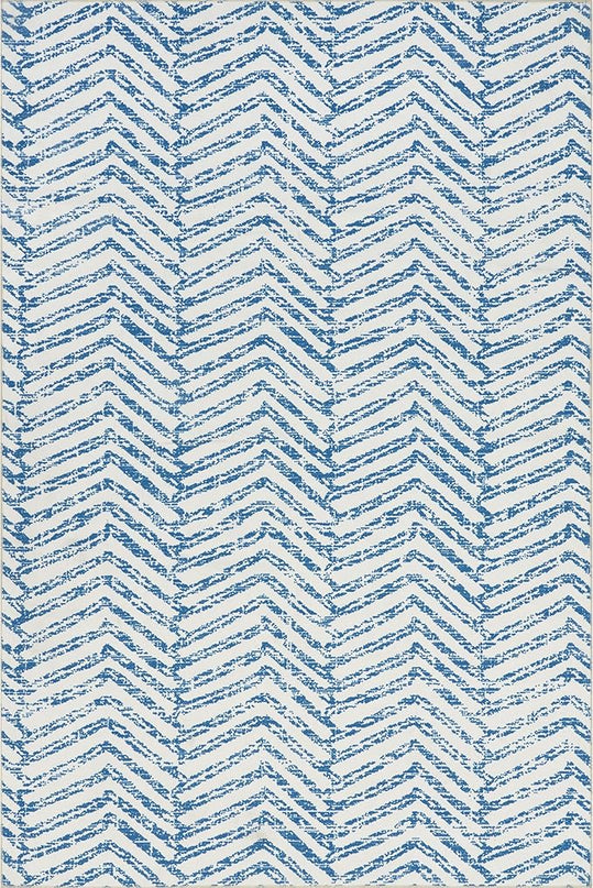 nuLOOM Rosanne Machine Washable Geometric Accent Rug, 3' x 5', Blue, Rectangular, 0.1" Thick - LeafyLoom