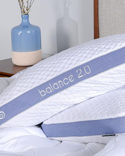 Bedgear Balance Performance Pillow - Size 2.0 - Moisture Wicking Bed Pillow - All Sleep Positions - Medium Firmness Sleeping Pillow - Hypoallergenic, Washable Removable Cover - 20" W x 26" L x 5.75" H - LeafyLoom