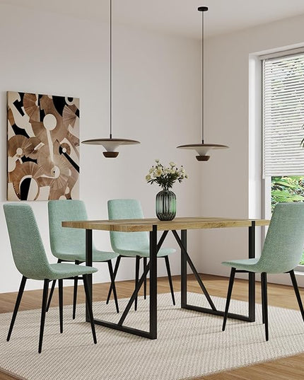 NicBex Dining Chairs Set of 4 Modern Upholstered Linen Dining Room Kitchen Chairs with Black Metal Legs,Side Chairs for Dining Room, Kitchen,Living Room, and Restaurants,Light Green - LeafyLoom