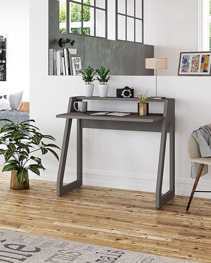 Computer Desk for Bedroom, Office & Small Spaces - Writing Desk Ideal for Students, Kids, Adults - Modern Design Compact Desk with Display Shelf - LeafyLoom