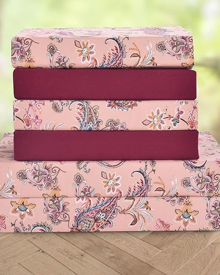 Elegant Comfort Softest and Coziest 6-Piece Sheet Set - 1500 Premium Hotel Quality Microfiber - Deep Pocket, Wrinkle Resistant 6-Piece Paisley Pattern Bed Sheet Set, Full, Paisley Coral - LeafyLoom