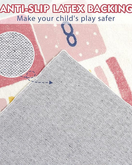 Topotdor Rainbow Sky Hopscotch Game Rugs,Kids Play Area Rugs Soft Floor Carpet for Bedroom Playroom Nursery,Great Gift for Girls & Boys,47" x 71" - LeafyLoom