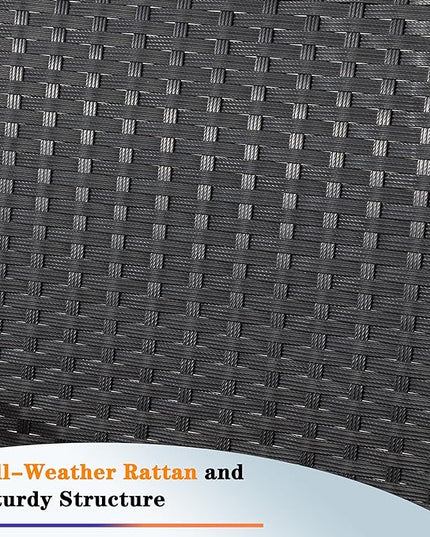 Shintenchi 3 Pieces Outdoor Patio Furniture Set, Modern Wicker Bistro Set, Conversation Rattan Chair of 2 with Coffee Table for Yard Porch Poolside Lawn(Grey Cushion) - LeafyLoom