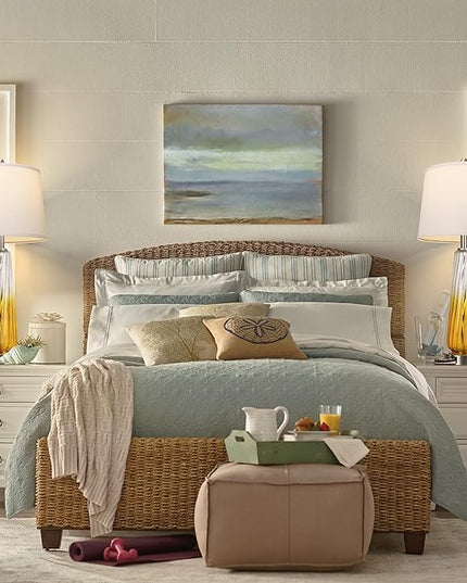 Table Lamps Set of 2 with Touch Control, 3-Way Dimmable Modern Glass Bedside Lamps with 2 USB Ports, Nightstand Lamp with White Fabric Shade, 27.5" Large Lamps for Living Room Bedrooms Decorations - LeafyLoom