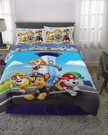 Franco Paw Patrol Kids Bedding Super Soft Comforter And Sheet Set, 5 Piece Full Size, (Official) Nickelodeon, 39 x 75 Inch - LeafyLoom