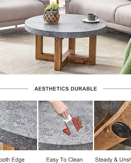 NicBex Dining Table Modern Round Retro Circular Coffee Table with A Diameter of 31.4 Inches, Made of MDF Material Suitable for Living Rooms Meeting Room Banquet Hall, Grey - LeafyLoom