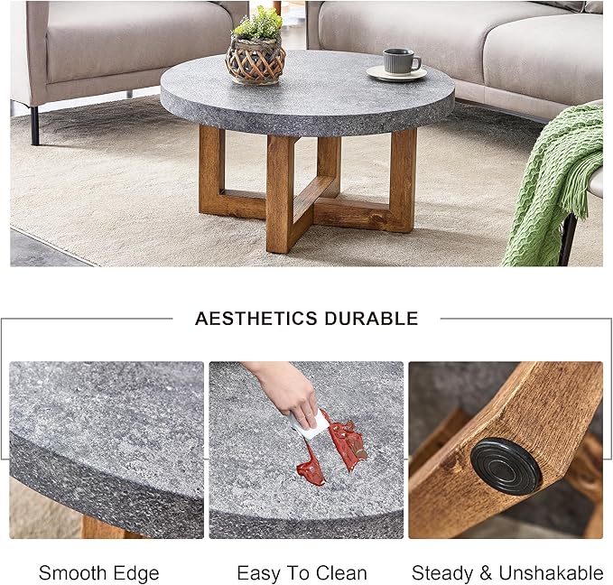 NicBex Dining Table Modern Round Retro Circular Coffee Table with A Diameter of 31.4 Inches, Made of MDF Material Suitable for Living Rooms Meeting Room Banquet Hall, Grey - LeafyLoom
