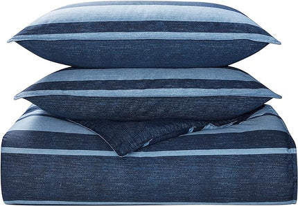 Nautica - Queen Comforter Set, Cotton Reversible Bedding with Matching Shams, Stylish Home Decor (Longpoint Blue, Queen), Navy/Blue - LeafyLoom