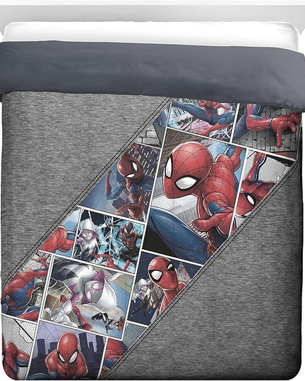 Jay Franco Marvel Spiderman Grunge Queen Comforter & Sham Set - Super Soft Kids Bedding - Fade Resistant Microfiber (Official Marvel Product) - LeafyLoom