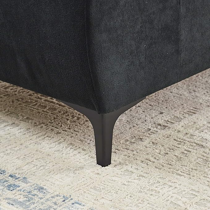 Modern Sleeper Sailboat Sofa Couch Dutch Velvet 3-Seater Cloud Sofa&Couch with Two Pillows for Apartments Office Studio Small Spaces Living Rooms, 88.5", Black-005 - LeafyLoom