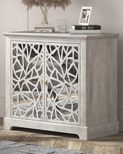 Galano Culbin 2 Door Storage Cabinet, Accent Furniture, Cupboard for Living Room, Hallway, Kitchen, Sideboard, Buffet Table, 15.67" D x 32.36" W x 29.29" H, Dusty Grey Oak - LeafyLoom