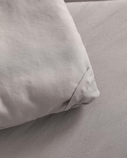 NTBAY Twin Comforter Set with Sheets, 5 Pieces Soft and Breathable Twin Bedding Set, Twin Bed in a Bag, Down Alternative Comforter Set Solid Color All Season, Kids Bedding Set, Smoke Grey - LeafyLoom