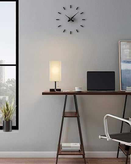 Lavish Home LED Desk Lamp with USB Charging Port - Small Bedside Table Light for Reading - Bedroom, Living or Dining Room, Dorm Decor (Linen/Brown) - LeafyLoom