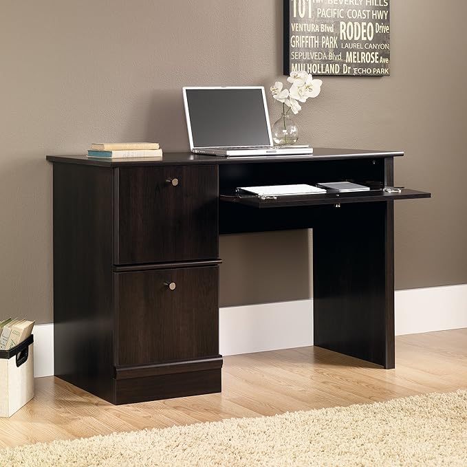 Sauder Computer Desk, Cinnamon Cherry Finish - LeafyLoom