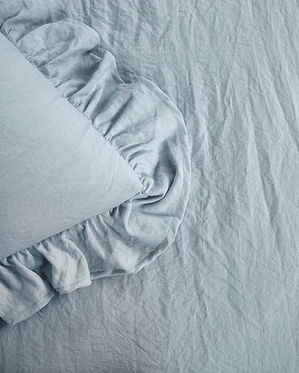 Lush Decor Reyna Ruffle Comforter Set - 3 Piece Cozy Ruffled Bedding Set - Timeless Elegance and Comfort for Dorm Room - Full/ Queen, Lake Blue - LeafyLoom
