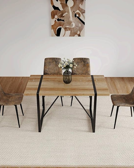 NicBex Dining Chairs Set of 4 Modern Upholstered Linen Dining Room Kitchen Chairs with Black Metal Legs,Side Chairs for Dining Room, Kitchen,Living Room, and Restaurants,Brown - LeafyLoom