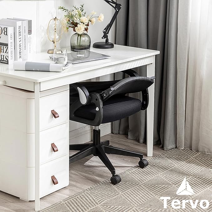 Tervo Model S | Folding Office Chair for Small Spaces | Gaming Chair for Adults & Kids | Ergonomic Mesh Computer Chair for Bedroom | Desk Chair for Home Work | (Triple Black) - LeafyLoom