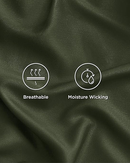 Bedsure Queen Sheets, Rayon Derived from Bamboo, Queen Cooling Sheet Set, Deep Pocket Up to 16", Breathable & Soft Bed Sheets, Hotel Luxury Silky Bedding Sheets & Pillowcases, Olive green - LeafyLoom