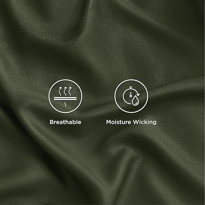 Bedsure Queen Sheets, Rayon Derived from Bamboo, Queen Cooling Sheet Set, Deep Pocket Up to 16", Breathable & Soft Bed Sheets, Hotel Luxury Silky Bedding Sheets & Pillowcases, Olive green - LeafyLoom