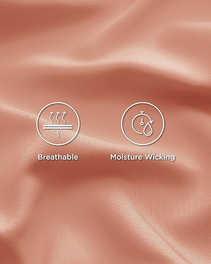 Bedsure Twin XL Sheet Set Dorm Bedding, Cooling Sheets Twin Extra Long Sheets, Rayon Derived from Bamboo, Deep Pocket Up to 16", Hotel Luxury Silky Bedding Sheets & Pillowcases, Coral - LeafyLoom
