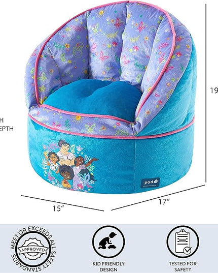 Idea Nuova Disney Encanto Madrigal Family Blue Round Bean Bag Chair for Kids, Ages 3+, Large - LeafyLoom