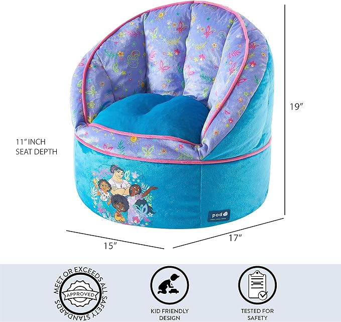 Idea Nuova Disney Encanto Madrigal Family Blue Round Bean Bag Chair for Kids, Ages 3+, Large - LeafyLoom