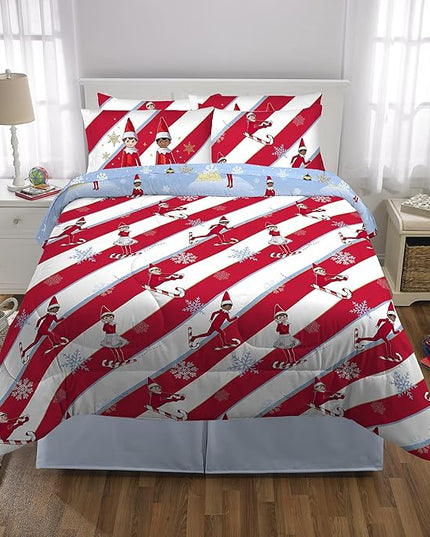 Franco Kids Bedding Soft Comforter and Sheet Set with Sham, 7 Piece Full Size, Elf on the Shelf - LeafyLoom