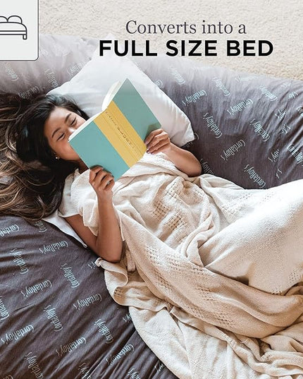 CordaRoy's Chenille Bean Bag Chair, Convertible Chair Folds from Bean Bag to Lounger, As Seen on Shark Tank, Tan - Full Size - LeafyLoom