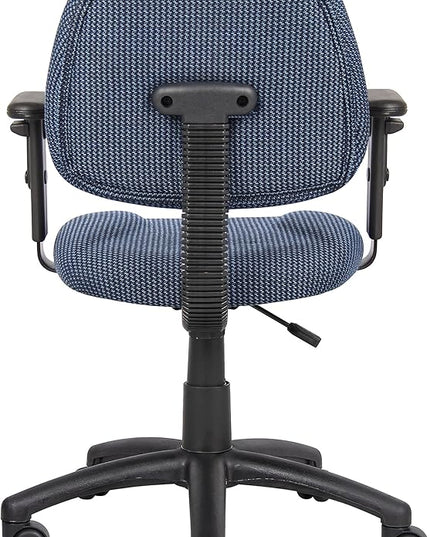 Boss Office Products Perfect Posture Delux Fabric Task Chair with Adjustable Arms in Blue - LeafyLoom