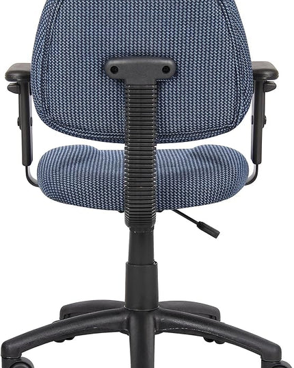 Boss Office Products Perfect Posture Delux Fabric Task Chair with Adjustable Arms in Blue - LeafyLoom
