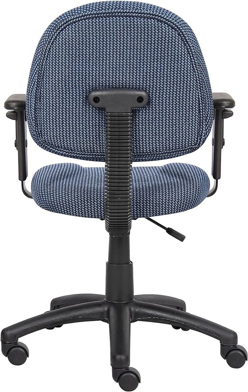 Boss Office Products Perfect Posture Delux Fabric Task Chair with Adjustable Arms in Blue - LeafyLoom
