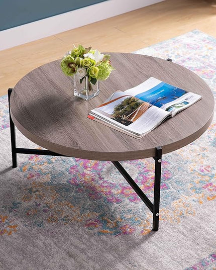 NicBex Coffee Table Wooden Coffee Table with Storage Round Center Tables with Metal Legs Dining Table for Living Room, Dining Room, Office, and Bedroom,36.5" W, Dark Taupe - LeafyLoom