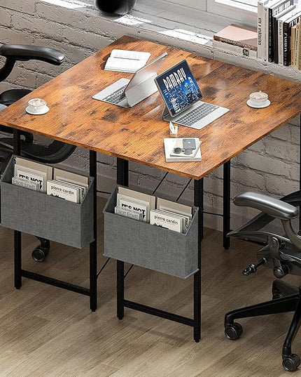 Pamray 47 Inch Computer Desk for Small Spaces with Storage Bag, Home Office Work Desk with Headphone Hook, Small Office Desk Study Writing Table - LeafyLoom
