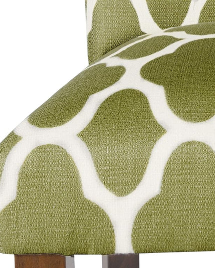 HomePop Parsons Classic Upholstered Accent Dining Chair, Set of 2, Green and Cream Geometric - LeafyLoom