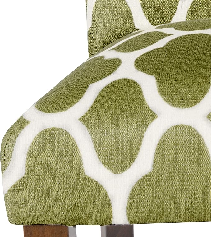 HomePop Parsons Classic Upholstered Accent Dining Chair, Set of 2, Green and Cream Geometric - LeafyLoom