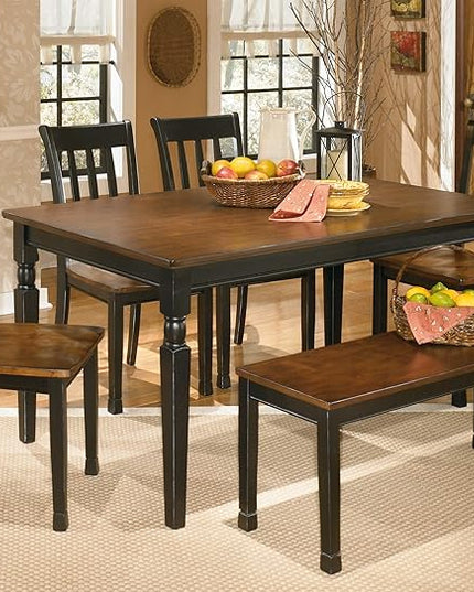 Signature Design by Ashley Owingsville Modern Farmhouse Dining Room Side Chair, Set of 2, Black and Brown - LeafyLoom