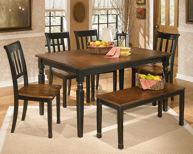 Signature Design by Ashley Owingsville Modern Farmhouse Dining Room Side Chair, Set of 2, Black and Brown - LeafyLoom