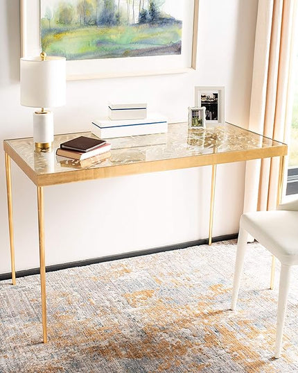 Safavieh Home Office Leilani Gold Leaf Palm Leaf Desk - LeafyLoom