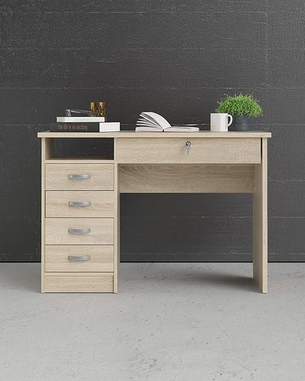 Tvilum, Oak Structure Walden Desk with 5 Drawers - LeafyLoom