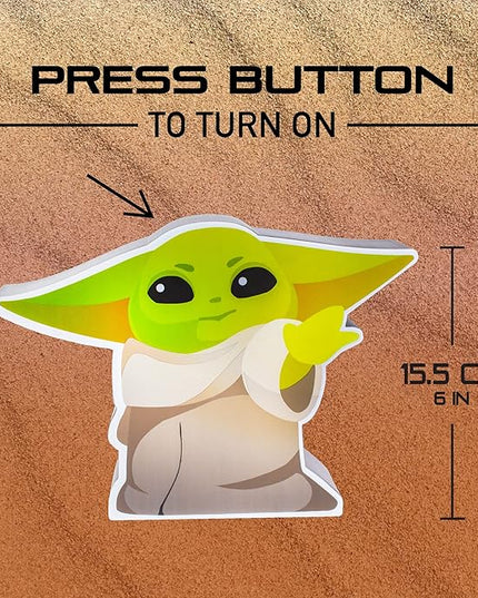 The Mandalorian Baby Yoda Night Light, Grogu The Child Officially Licensed Star Wars Bedroom Decor and Desk Lamp - LeafyLoom