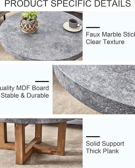 NicBex Dining Table Modern Round Retro Circular Coffee Table with A Diameter of 31.4 Inches, Made of MDF Material Suitable for Living Rooms Meeting Room Banquet Hall, Grey - LeafyLoom